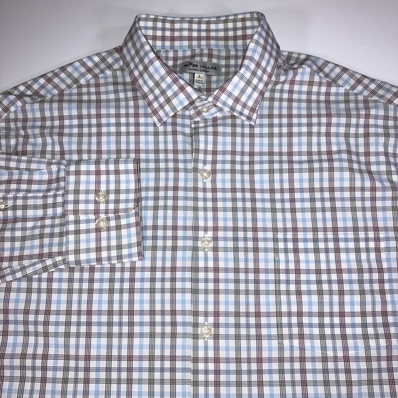 Peter Millar Other - Peter Millar Summer Comfort Shirt L Blue Red Tattersall Check Plaid Button Down